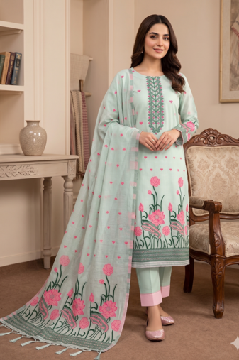 Grey muga cotton with jamdani weaving work unstitched suit