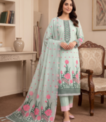 Grey muga cotton with jamdani weaving work unstitched suit