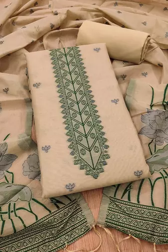 Chiku muga cotton with jamdani weaving work unstitched suit