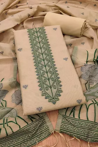 Chiku muga cotton with jamdani weaving work suit