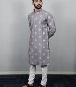 Grey traditional men's kurta and Pajama for Mens