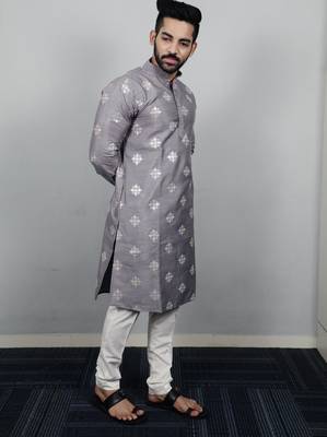 Grey traditional men's kurta and Pajama for Mens 3