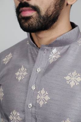 Grey traditional men's kurta and Pajama for Mens 4