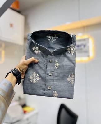 Grey traditional men's kurta and Pajama for Mens 5