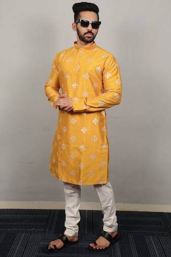 Mustard traditional men's kurta and Pajama for Mens