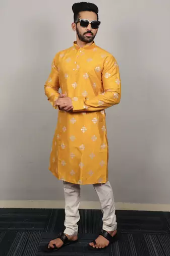 Mustard traditional men's kurta and Pajama for Mens