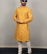 Mustard traditional men's kurta and Pajama for Mens