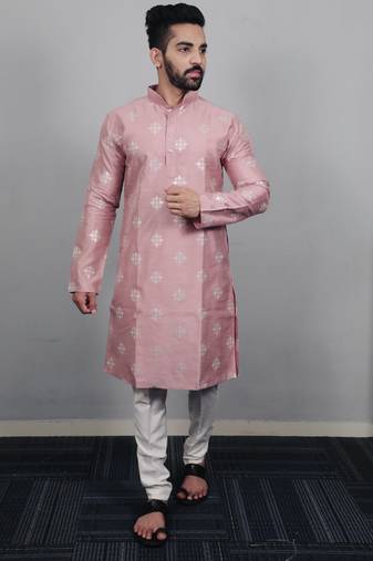 Pink traditional men's kurta and Pajama for Mens