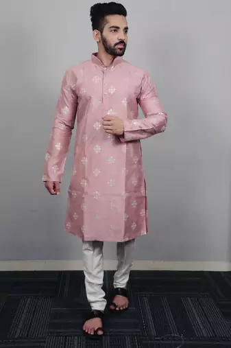 Pink traditional men's kurta and Pajama for Mens