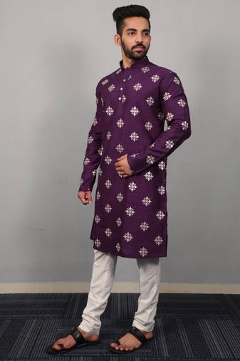 Purple traditional men's kurta and Pajama for Mens