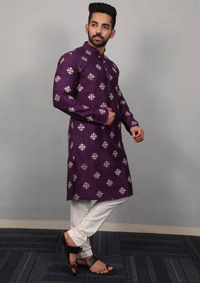 Purple traditional men's kurta and Pajama for Mens 3