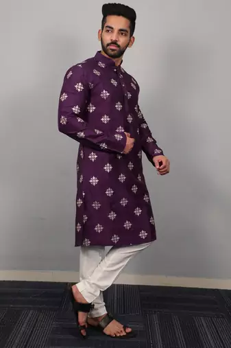 Purple traditional men's kurta and Pajama for Mens