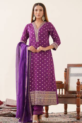 Palash grape full work suit set