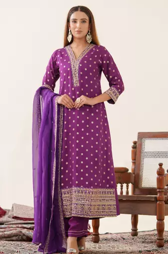 Palash grape full work suit set