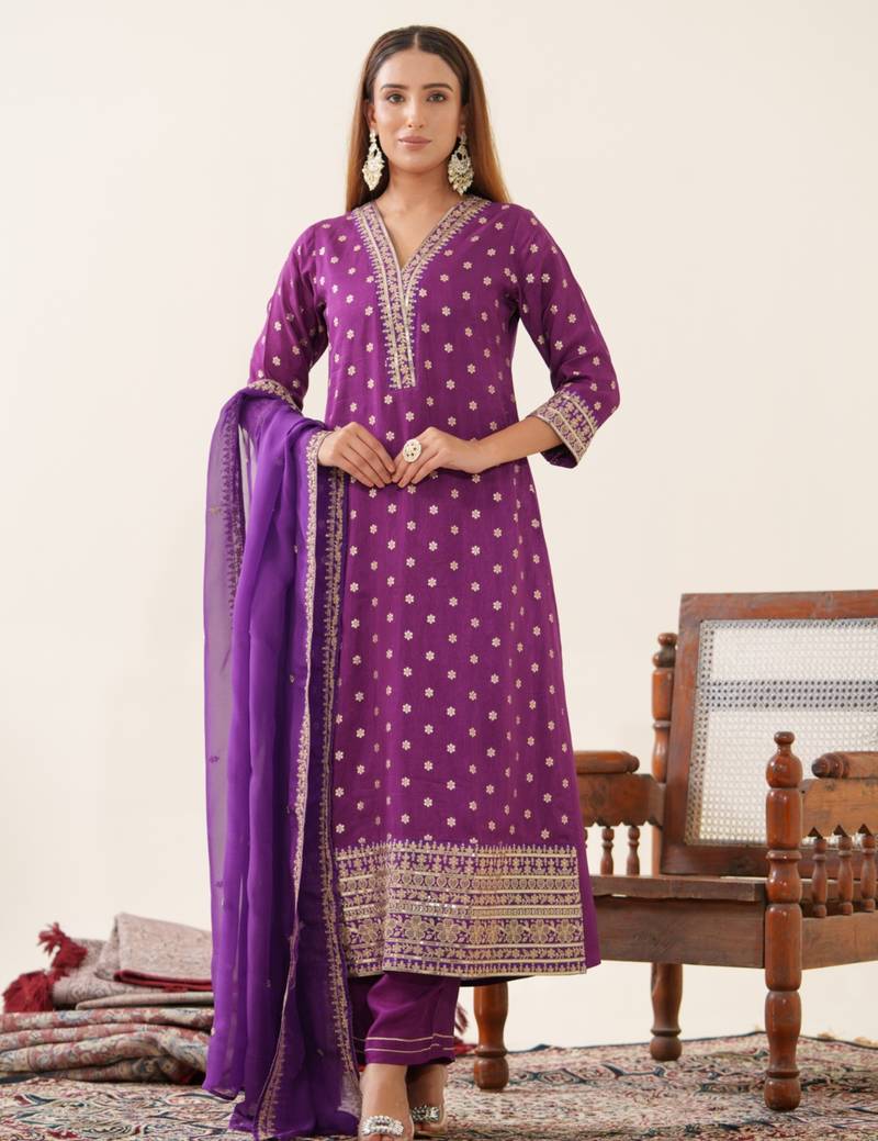 Palash grape full work suit set
