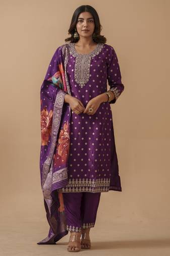 Palash orchid full work suit set