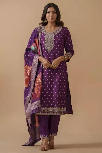 Palash orchid full work suit set