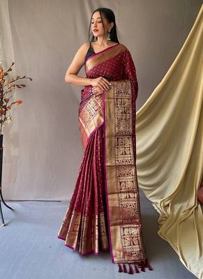 Maroon Kanjivaram silk blend Saree 3