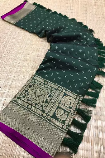Green Kanjivaram silk blend Saree