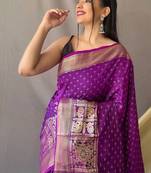 Purple Kanjivaram silk blend Saree