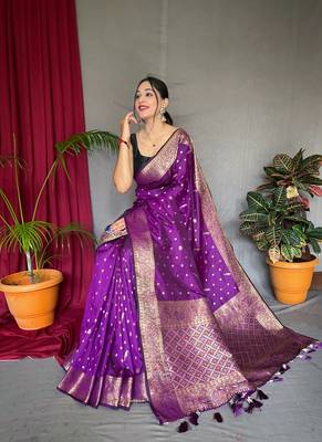 Purple Kanjivaram silk blend Saree 3
