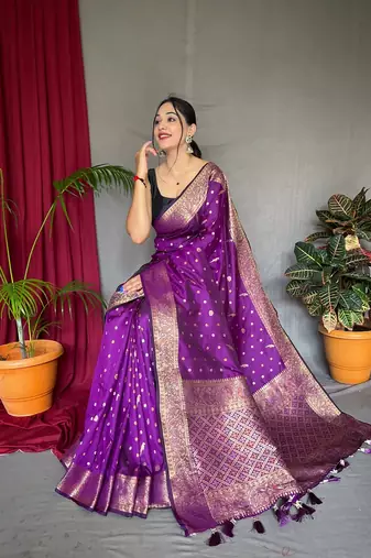 Purple Kanjivaram silk blend Saree