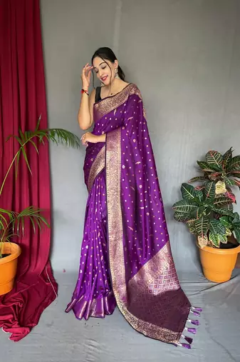 Purple Kanjivaram silk blend Saree