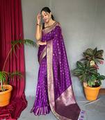 Purple Kanjivaram silk blend Saree