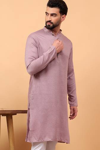 lavender chikankari embroidery cotton kurta embellish work