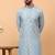 Blue chikankari embroidery cotton kurta embellish work by treemoda