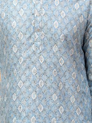 Blue chikankari embroidery cotton kurta embellish work by treemoda 5