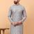 Grey chikankari embroidery cotton kurta embellish work by treemoda