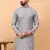 Grey chikankari embroidery cotton kurta embellish work