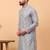 Grey chikankari embroidery cotton kurta embellish work by treemoda