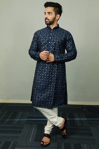 Blue traditional men's kurta and Pajama for Mens
