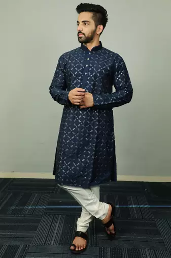 Blue traditional men's kurta and Pajama for Mens