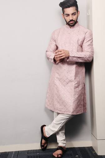 Peach traditional men's kurta and Pajama for Mens