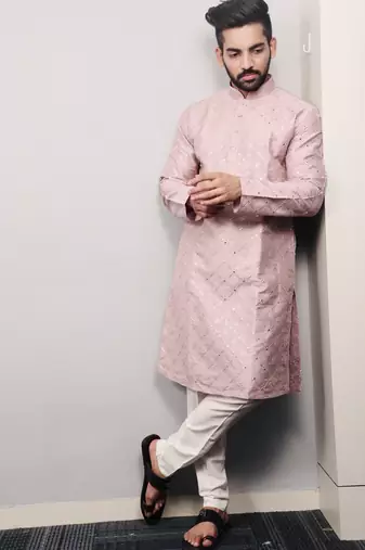 Peach traditional men's kurta and Pajama for Mens
