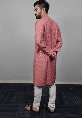 Pink traditional men's kurta and Pajama for Mens 2