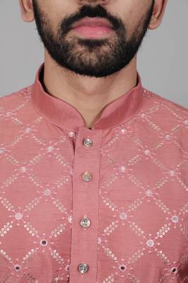 Pink traditional men's kurta and Pajama for Mens 4