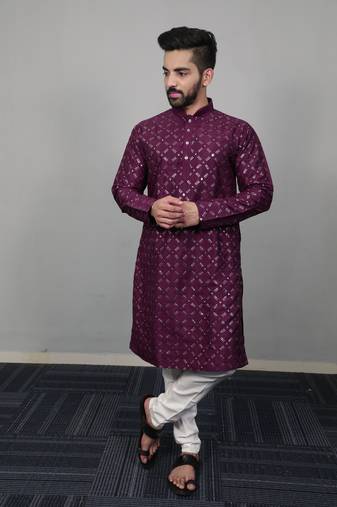 Purple traditional men's kurta and Pajama for Mens