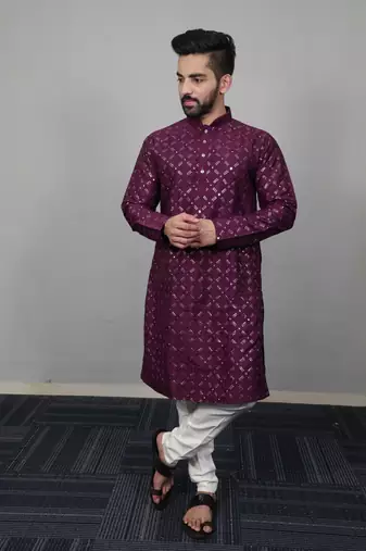 Purple traditional men's kurta and Pajama for Mens