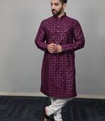 Purple traditional men's kurta and Pajama for Mens