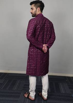 Purple traditional men's kurta and Pajama for Mens 2
