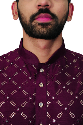 Purple traditional men's kurta and Pajama for Mens 4