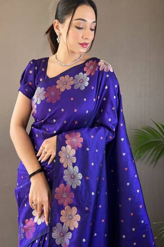 Vioilet Wedding silk blend Saree