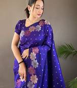 Vioilet Wedding silk blend Saree