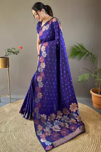Vioilet Wedding silk blend Saree