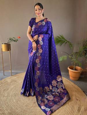 Vioilet Wedding silk blend Saree 3