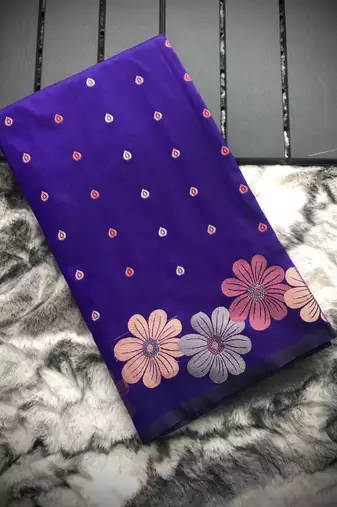 Vioilet Wedding silk blend Saree
